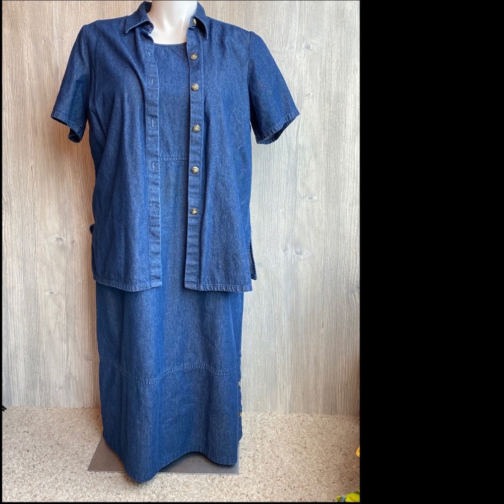 Bridge water 2 piece long denim dress and top set size 16w